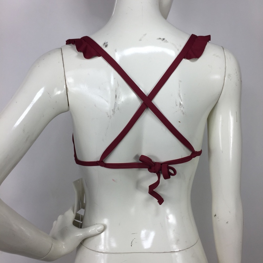 Chelsea28 Ruffle Triangle Cross Back Bikini Top - Picture 3 of 9